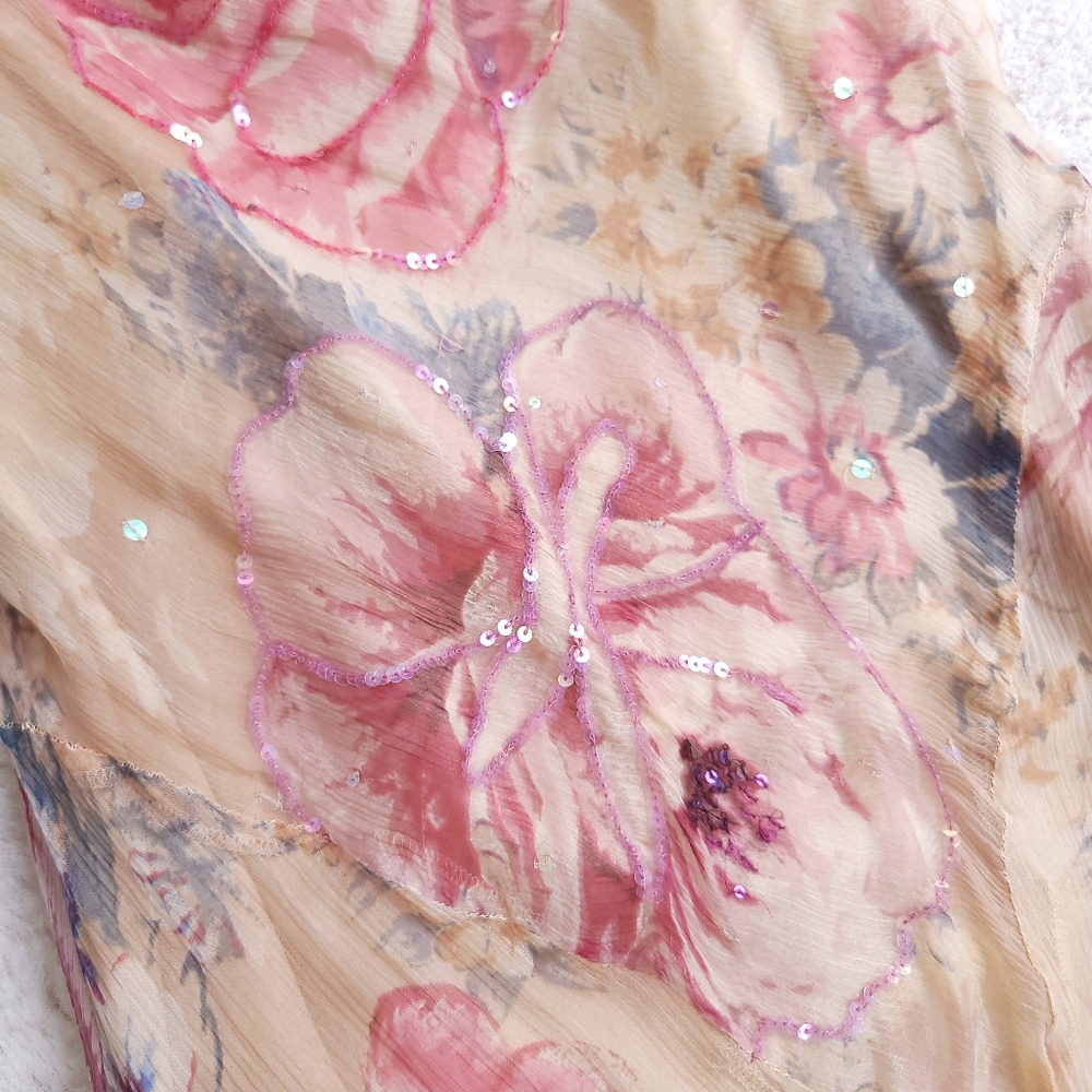 Vintage 90s Rene Dehry Paris French Fairycore Romantic Floral Maxi Slip Dress - Picture 8 of 11